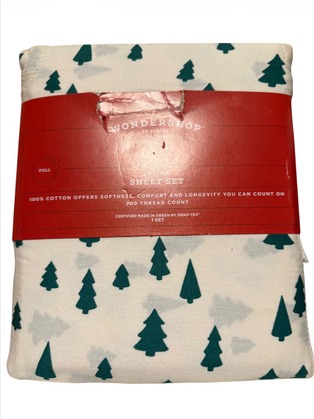 Wondershop Tree Print Cotton Sheet Set Size Full NWT